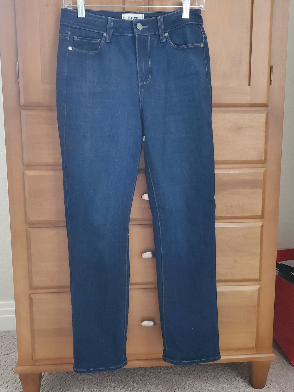 PAIGE Women's Dark Blue Straight-Leg Jeans Jacqueline